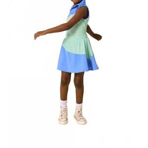 NEW COURTSIDE KIDS half court skort in sky blue//palm green